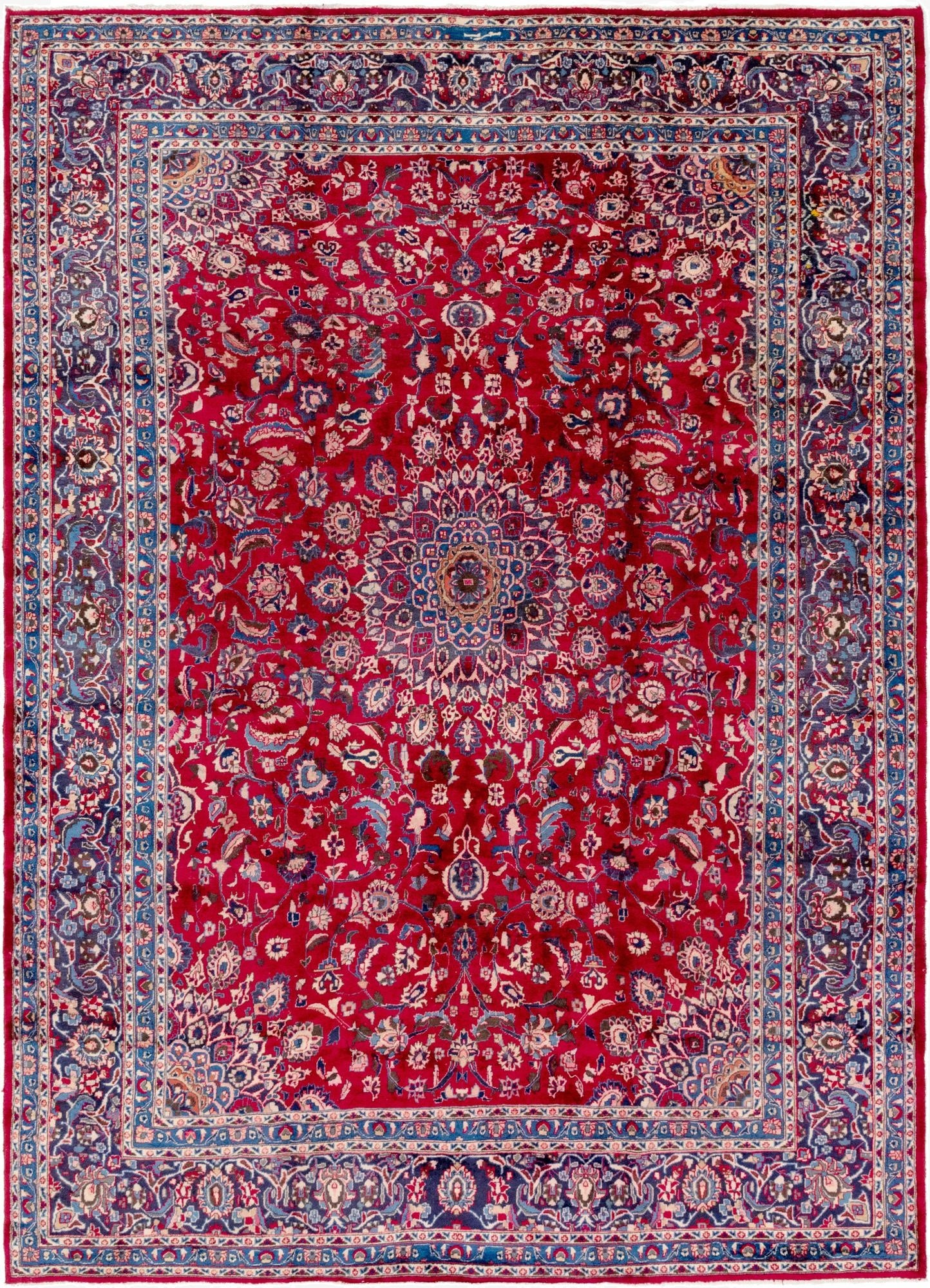 9' 8 x 13' 4  Hand Knotted Mashad Persian Wool Rug