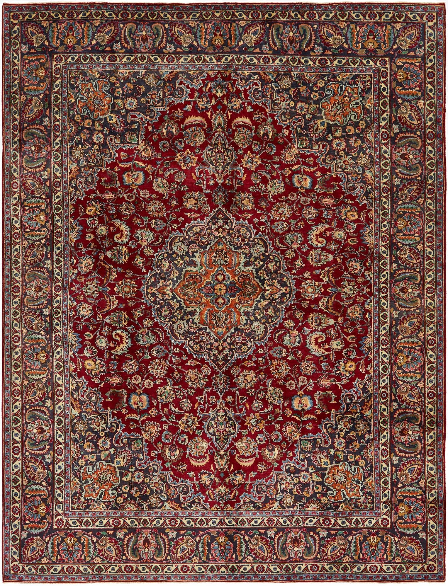 9' 8 x 13'  Hand Knotted Mashad Persian Wool Rug