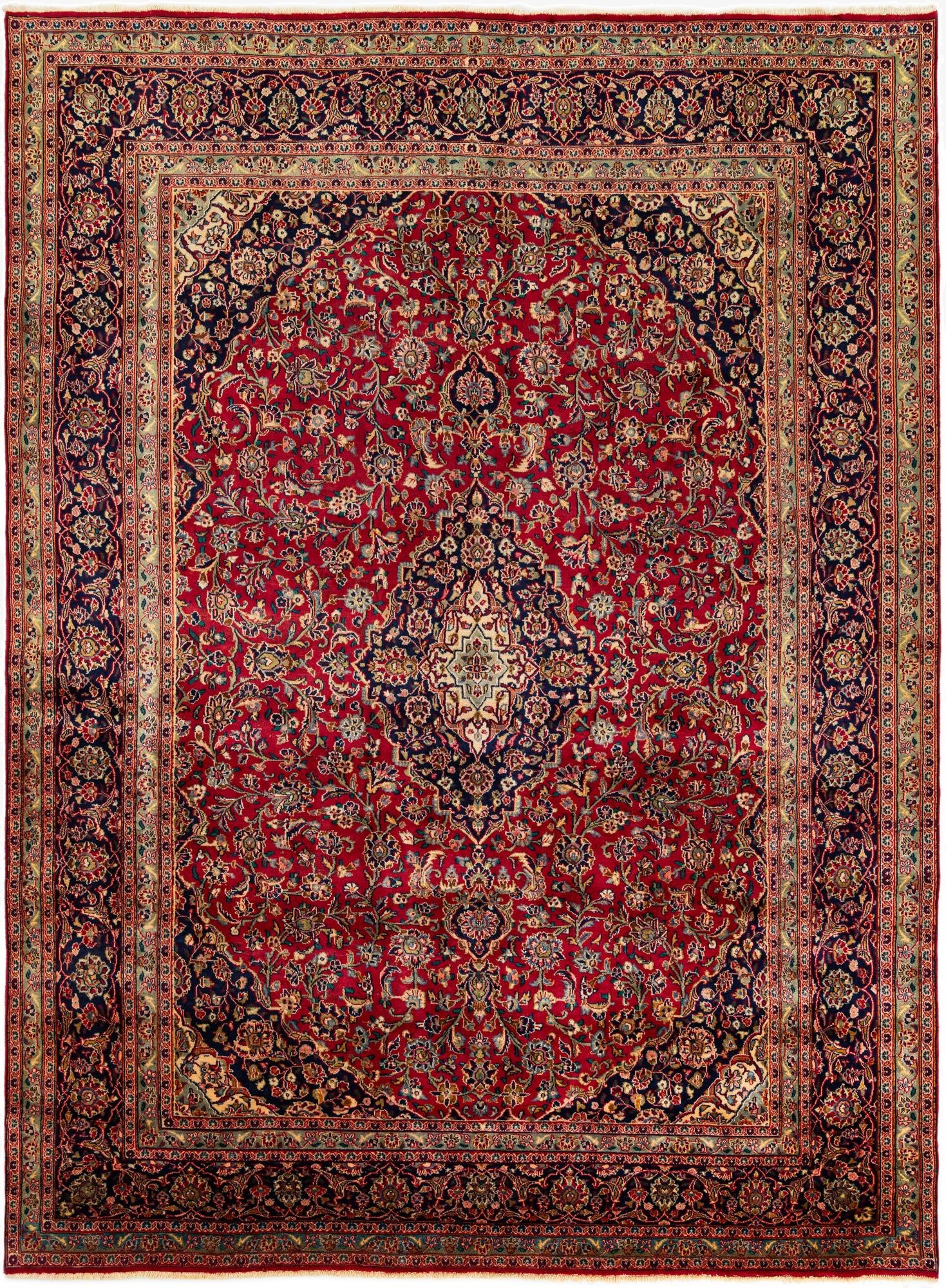 9' 6 x 12' 9  Hand Knotted Mashad Persian Wool Rug
