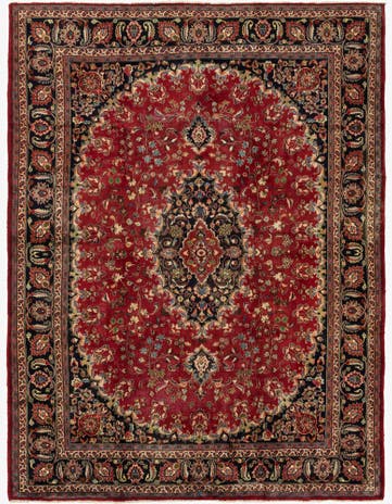 9' 9 x 12' 10 Hand Knotted Mashad Persian Wool Rug