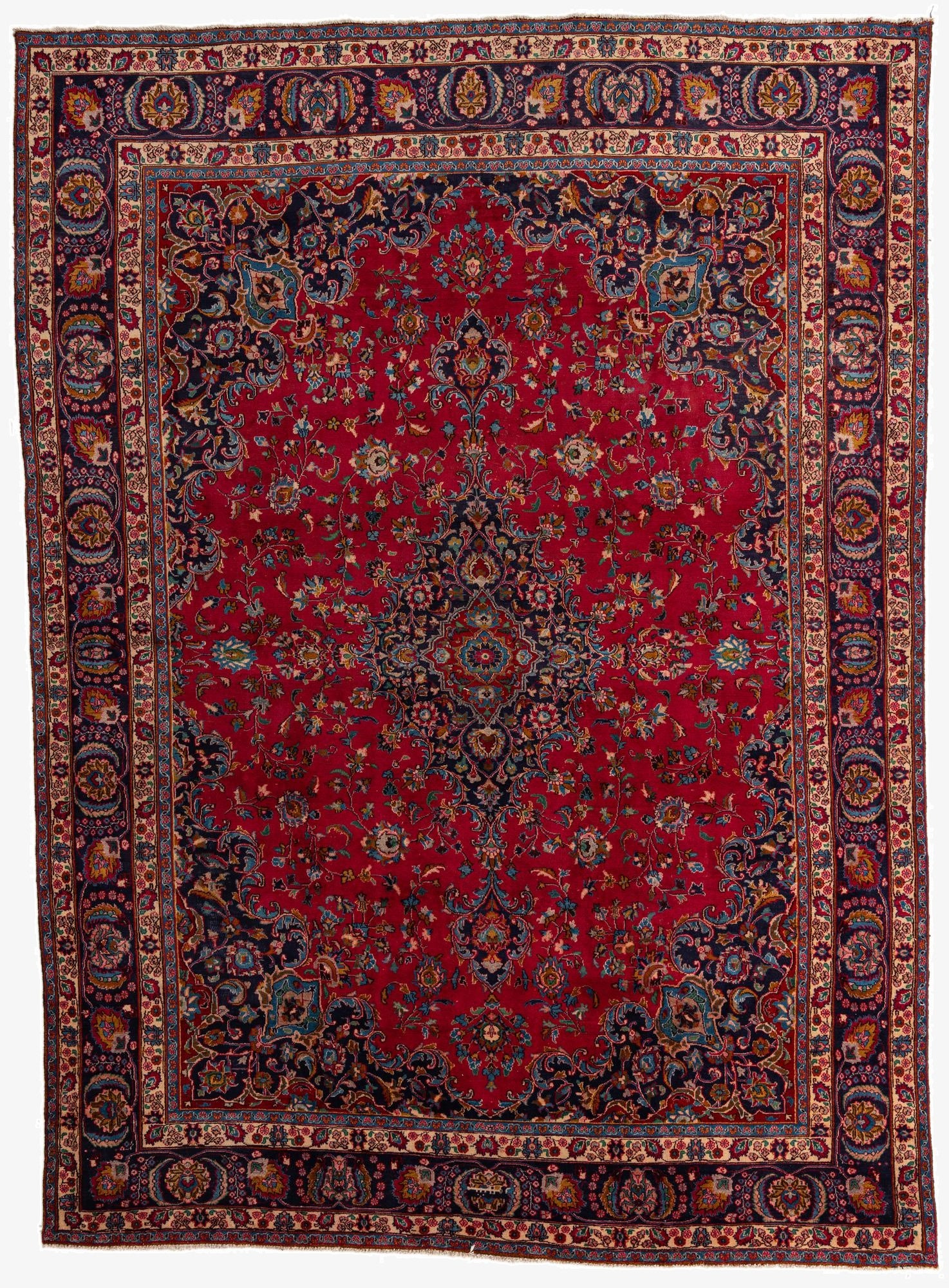 9' 8 x 13'  Hand Knotted Mashad Persian Wool Rug