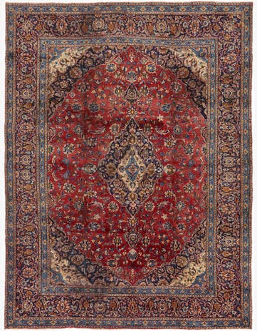 9' 3 x 12' 5 Hand Knotted Mashad Persian Wool Rug