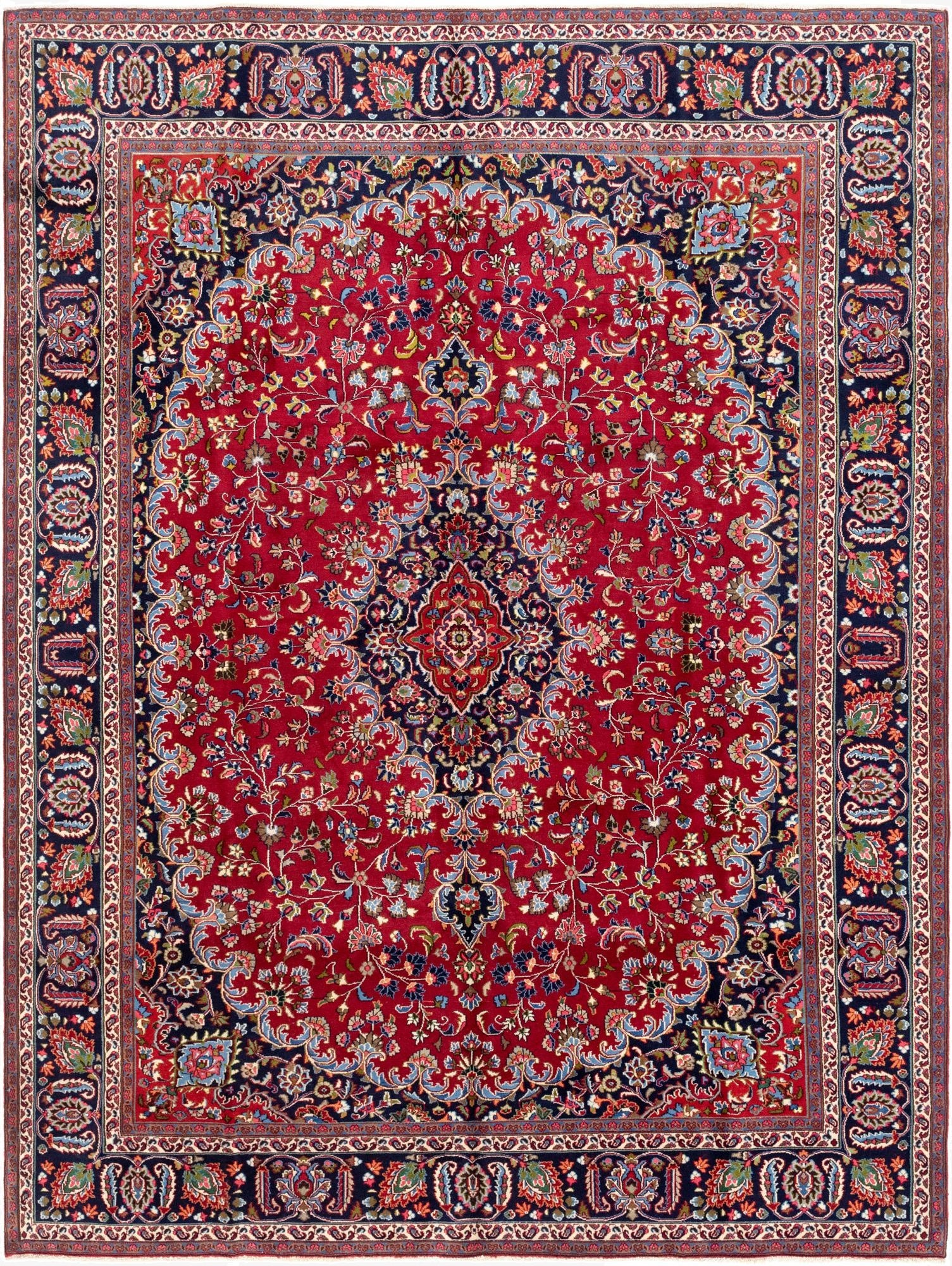 9' 4 x 12' 8  Hand Knotted Mashad Persian Wool Rug