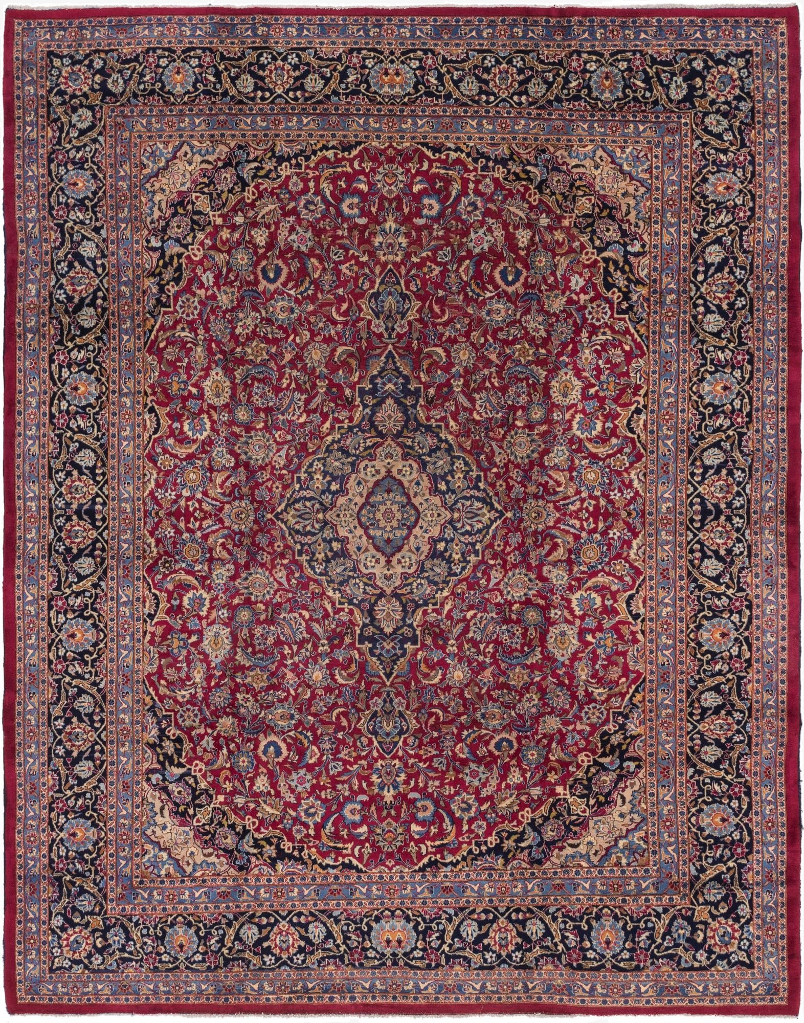 10' x 12' 8  Hand Knotted Mashad Persian Wool Rug