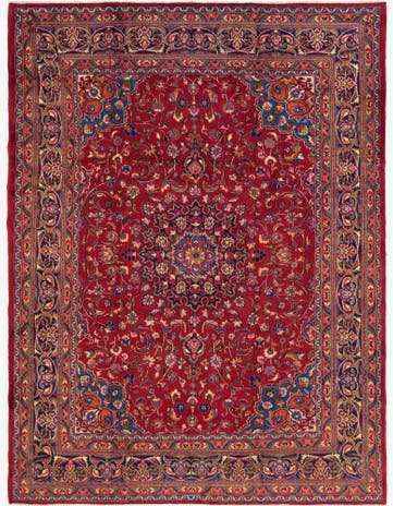 9' 8 x 12' 8 Hand Knotted Mashad Persian Wool Rug
