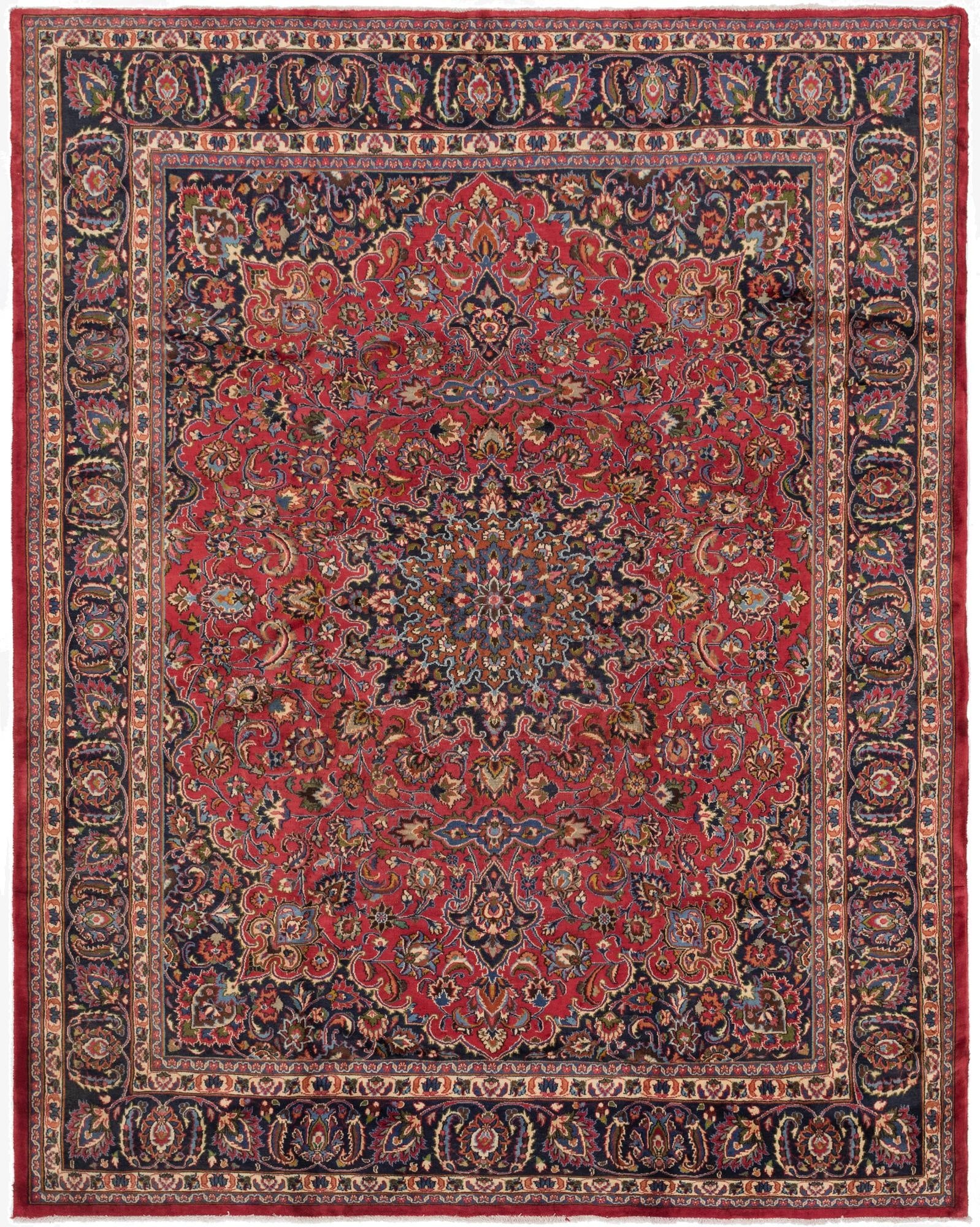 10' x 12' 6  Hand Knotted Mashad Persian Wool Rug