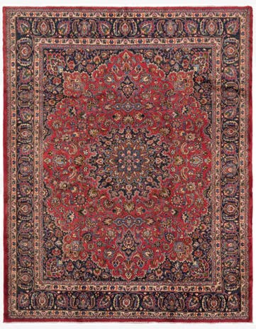 10' x 12' 6 Hand Knotted Mashad Persian Wool Rug