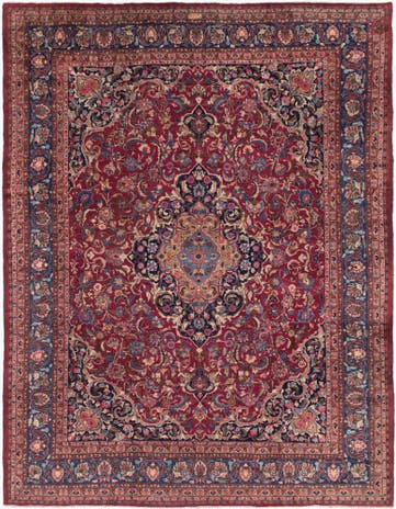 9' 9 x 12' 5 Hand Knotted Mashad Persian Wool Rug