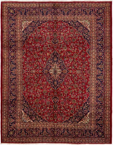 9' 9 x 12' 7 Hand Knotted Mashad Persian Wool Rug
