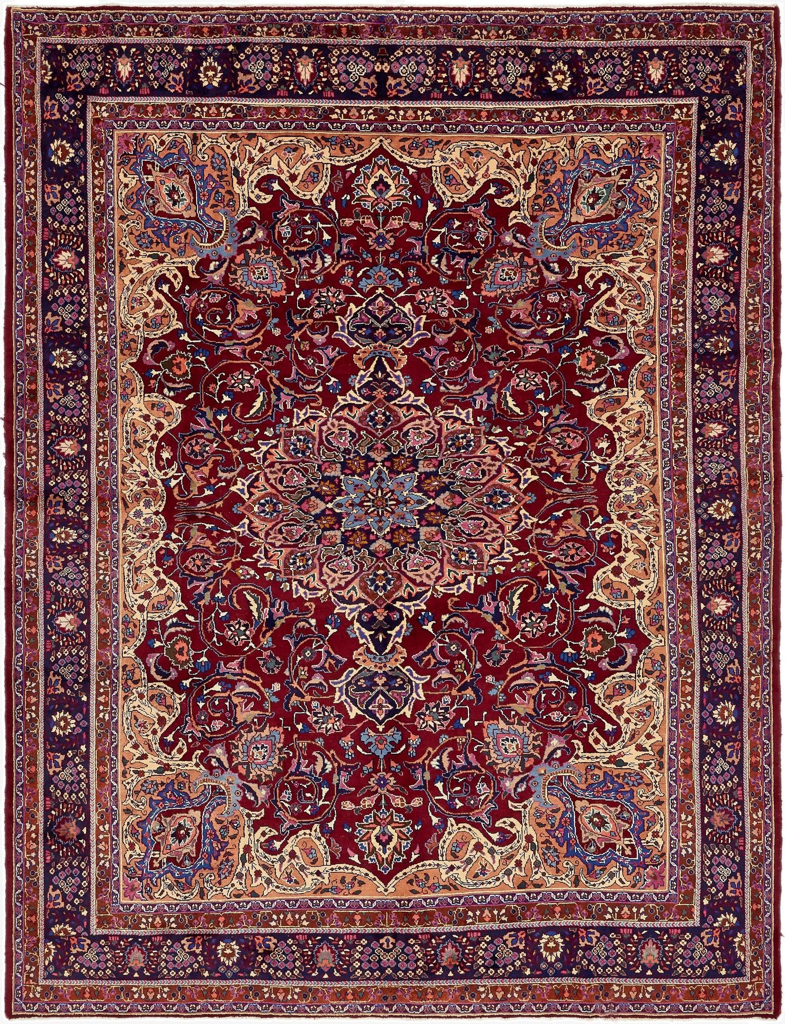 9' 10 x 13' 2  Hand Knotted Mashad Persian Wool Rug