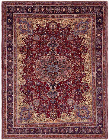 9' 10 x 13' 2 Hand Knotted Mashad Persian Wool Rug