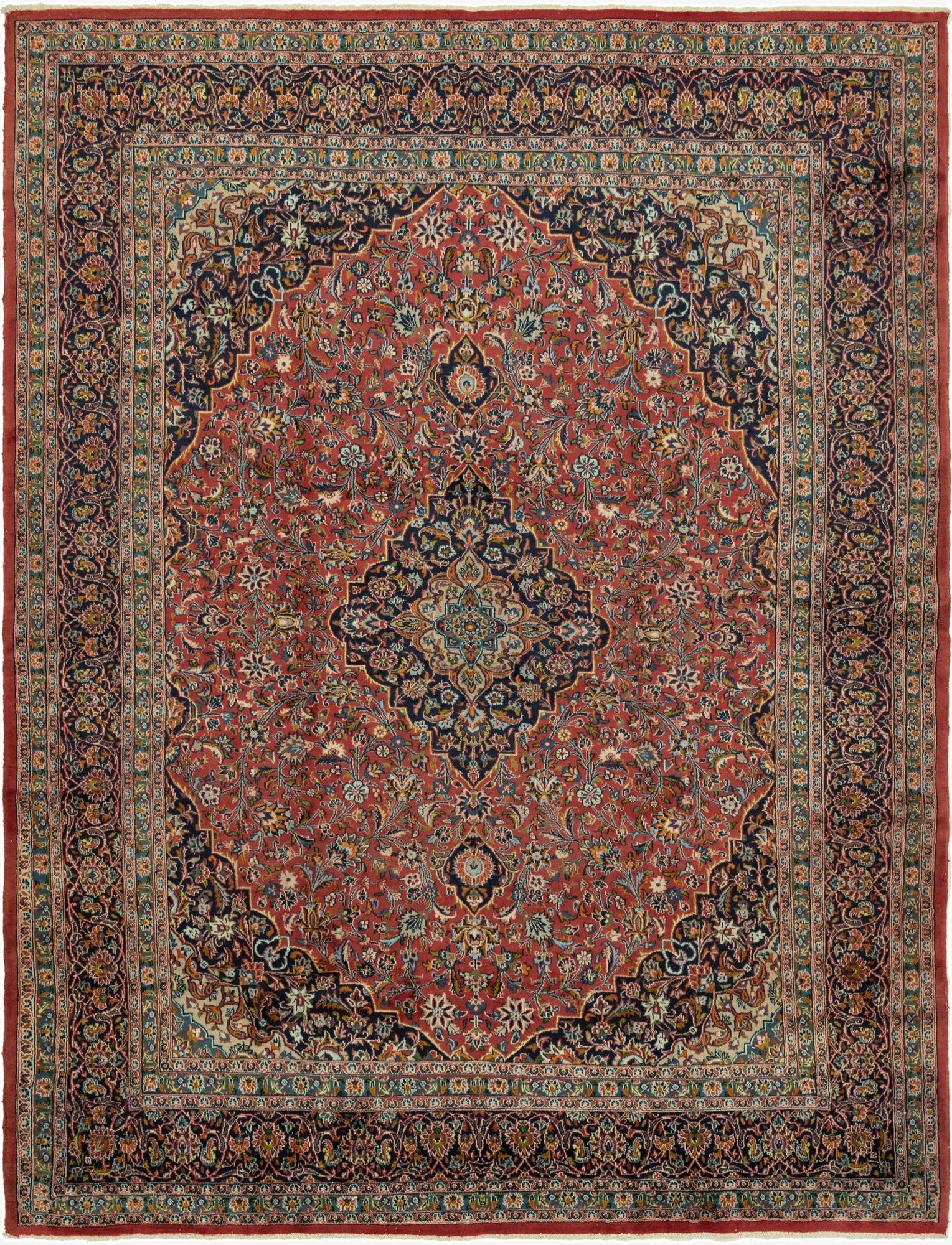 9' 8 x 12' 10  Hand Knotted Mashad Persian Wool Rug