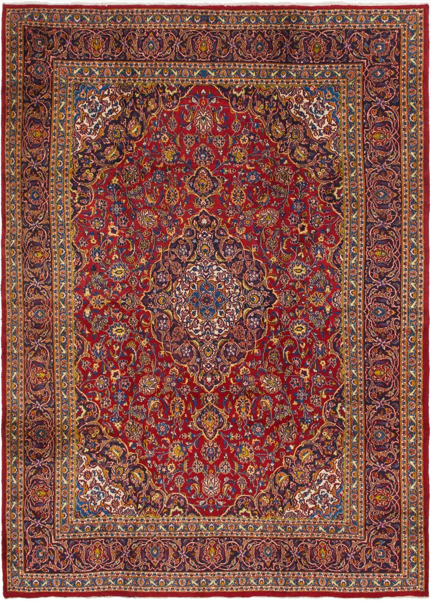 9' 8 x 13' 7  Hand Knotted Mashad Persian Wool Rug