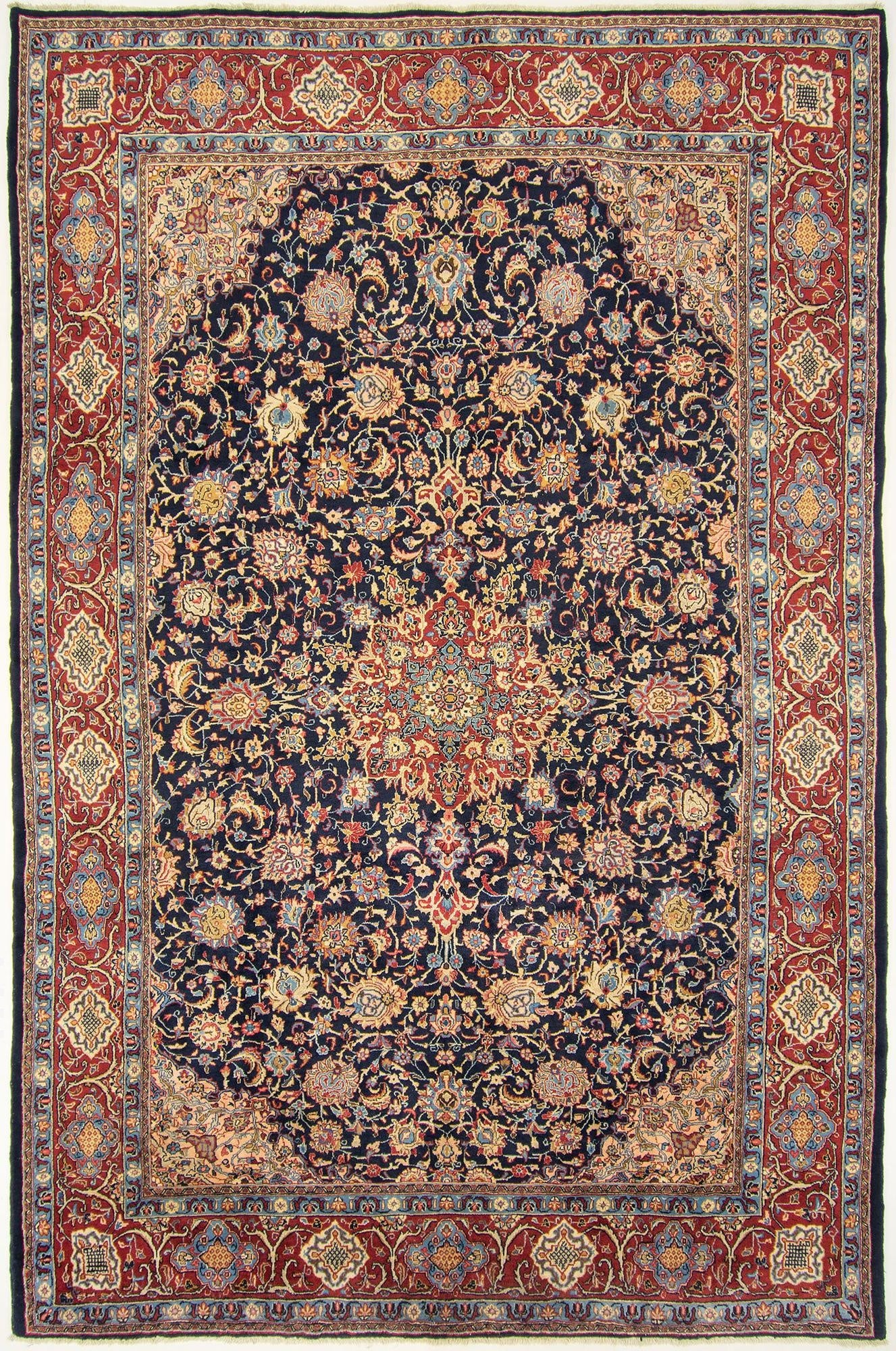 8' 4 x 12' 6  Hand Knotted Mashad Persian Wool Rug
