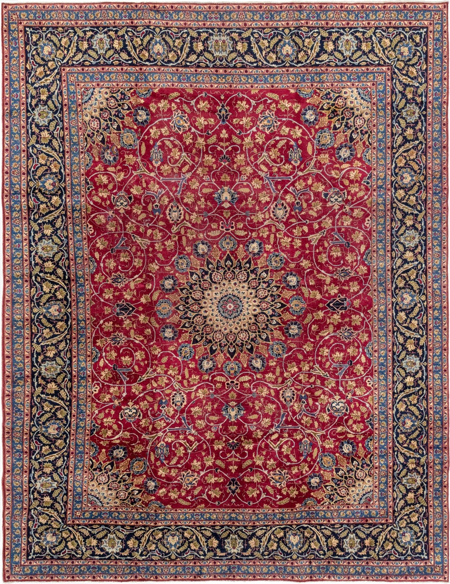 9' 8 x 12' 8  Hand Knotted Mashad Persian Wool Rug