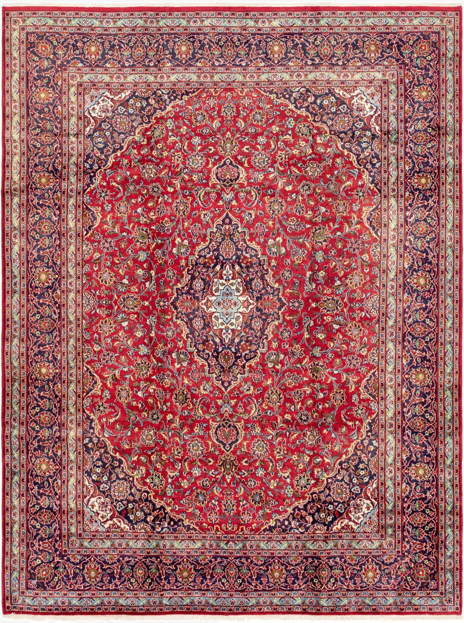 9' 6 x 12' 10  Hand Knotted Mashad Persian Wool Rug
