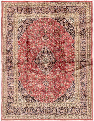 9' 6 x 12' 9 Hand Knotted Mashad Persian Wool Rug