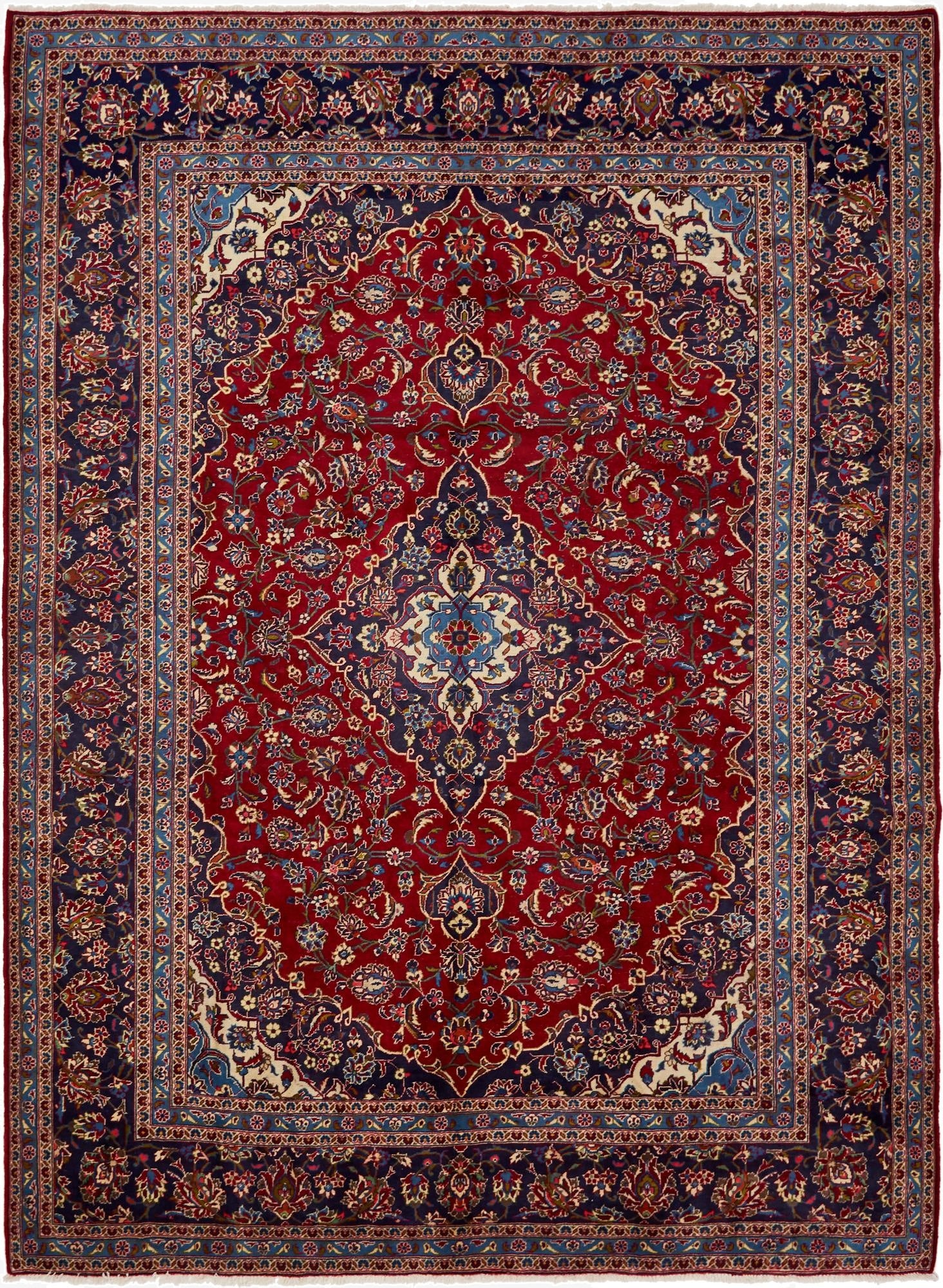 9' 6 x 12' 10  Hand Knotted Mashad Persian Wool Rug