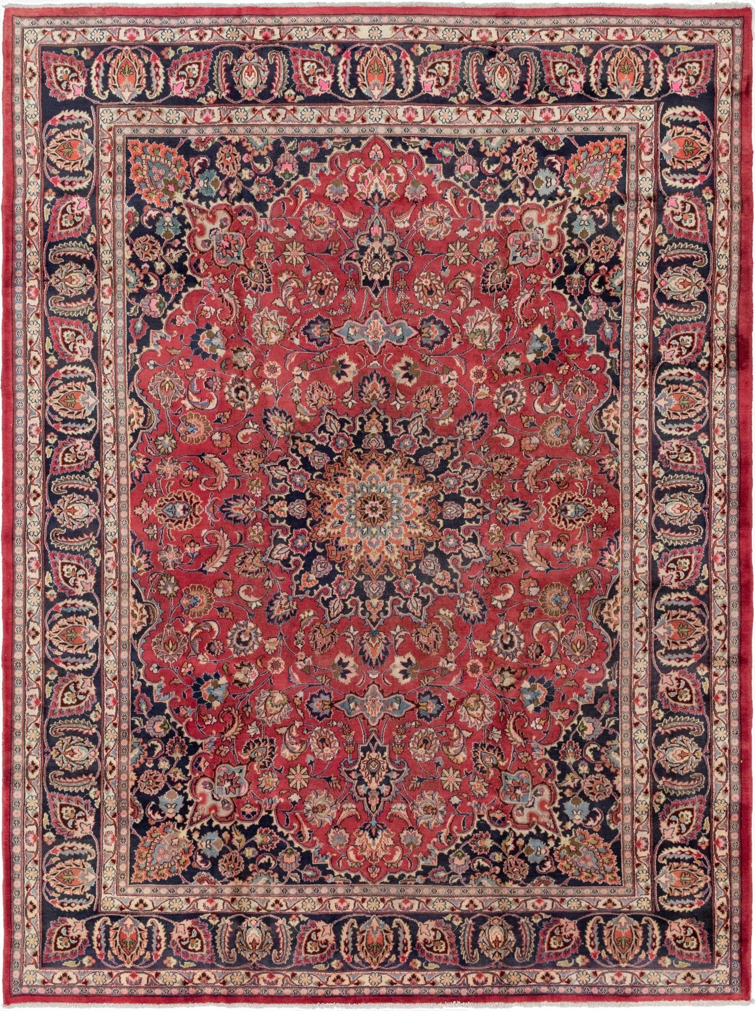 9' 9 x 13' 2  Hand Knotted Mashad Persian Wool Rug