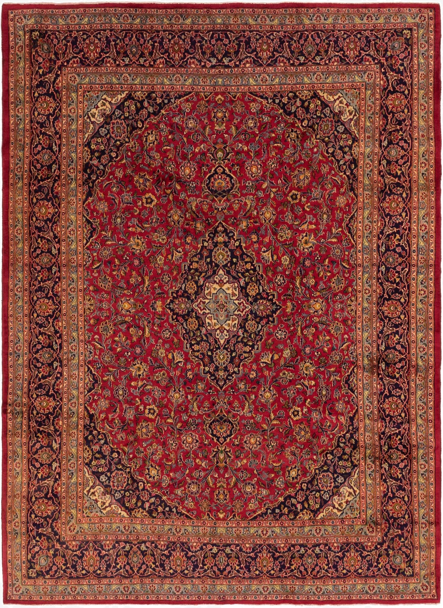 9' 7 x 12' 8  Hand Knotted Mashad Persian Wool Rug