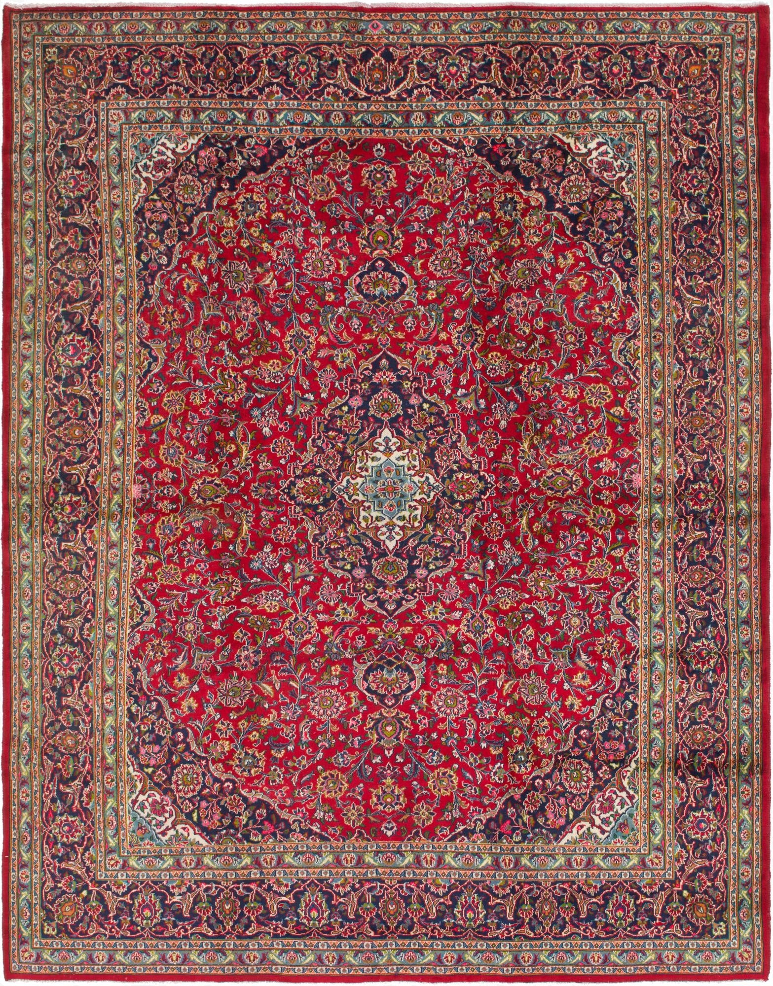 9' 9 x 12' 7  Hand Knotted Mashad Persian Wool Rug