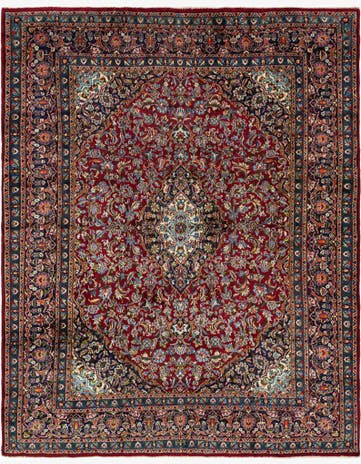 9' 7 x 12' 2 Hand Knotted Mashad Persian Wool Rug