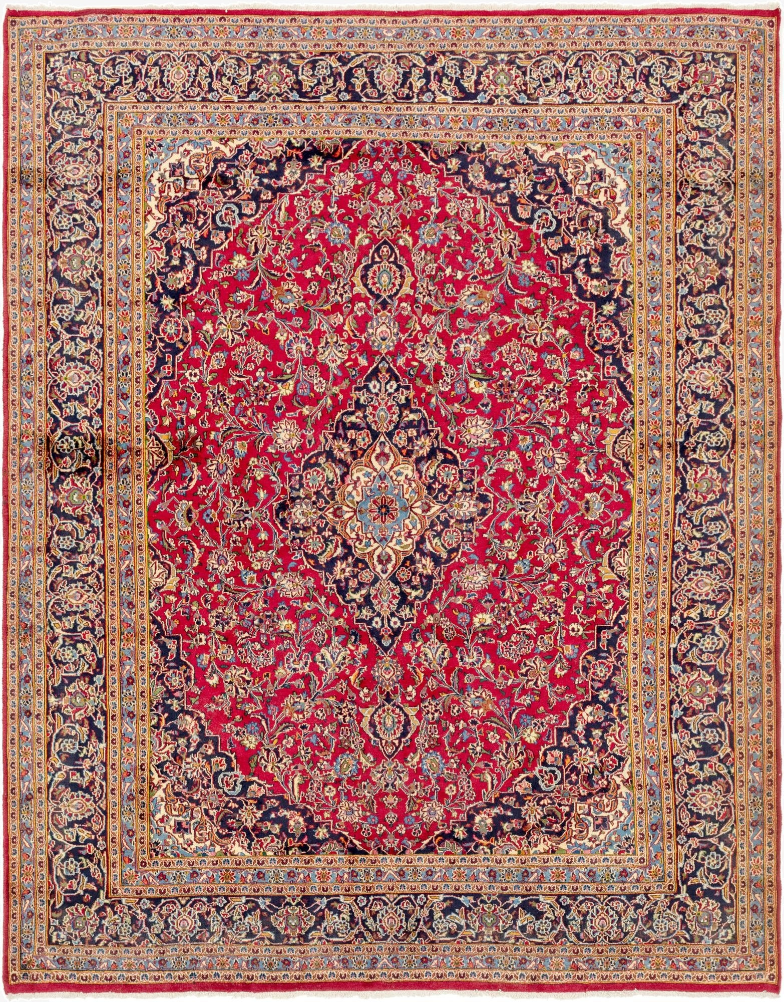 9' 8 x 12' 4  Hand Knotted Mashad Persian Wool Rug
