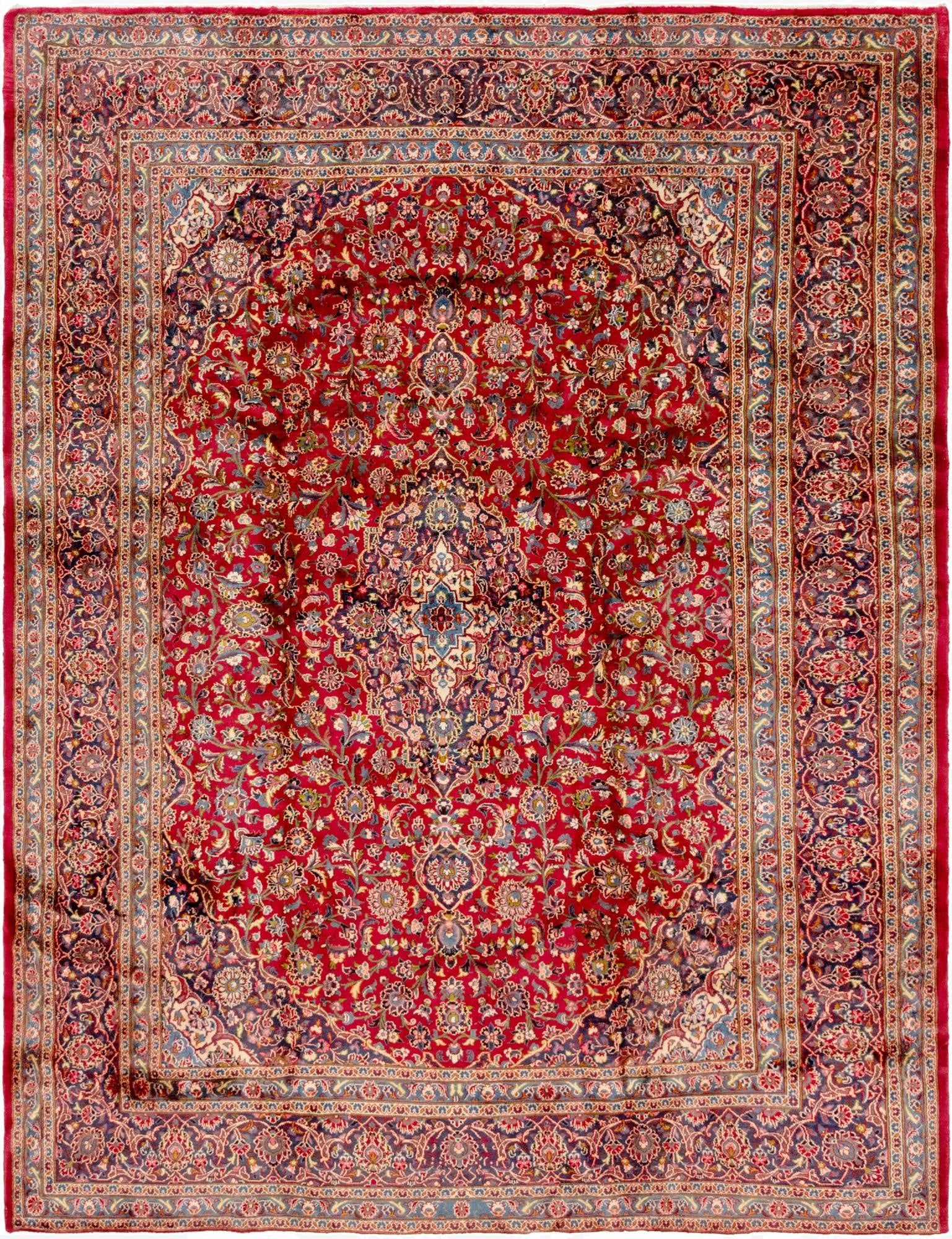 9' 8 x 12' 10  Hand Knotted Mashad Persian Wool Rug