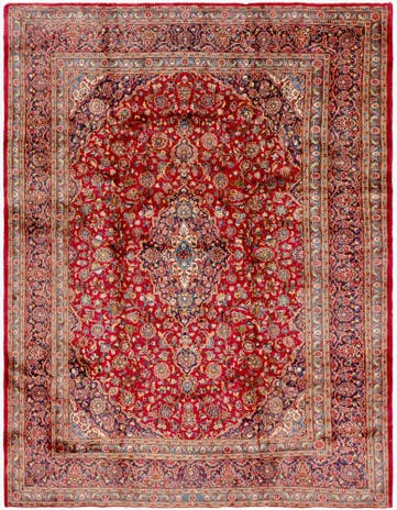 9' 8 x 12' 10 Hand Knotted Mashad Persian Wool Rug