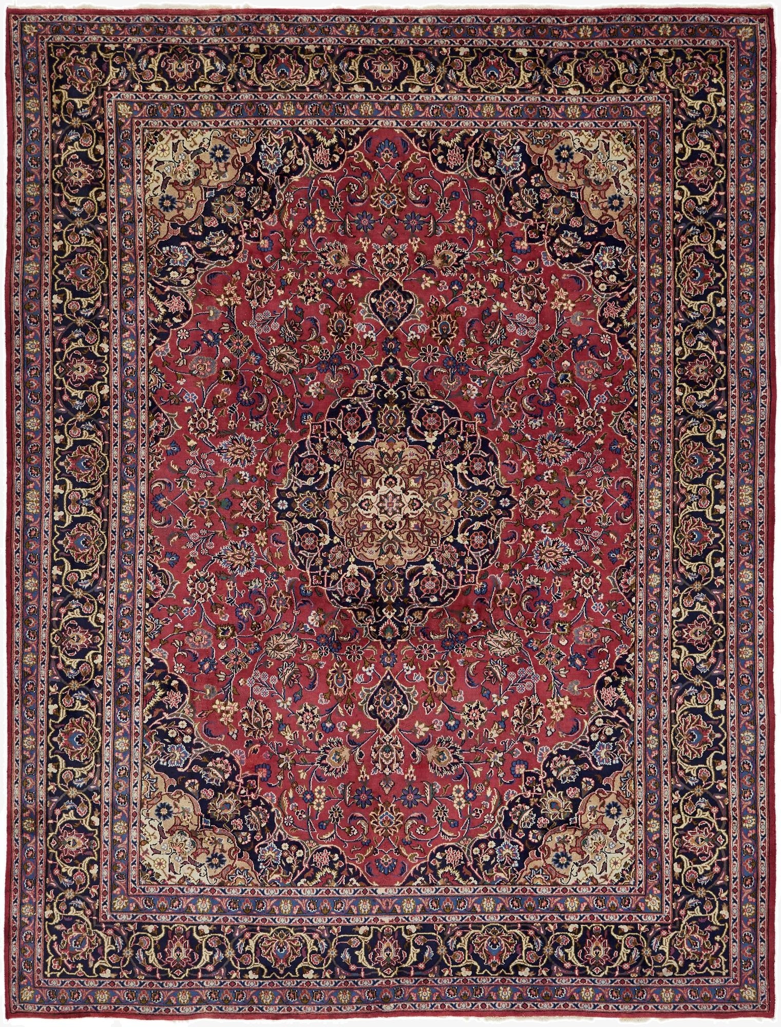 9' 9 x 13'  Hand Knotted Mashad Persian Wool Rug