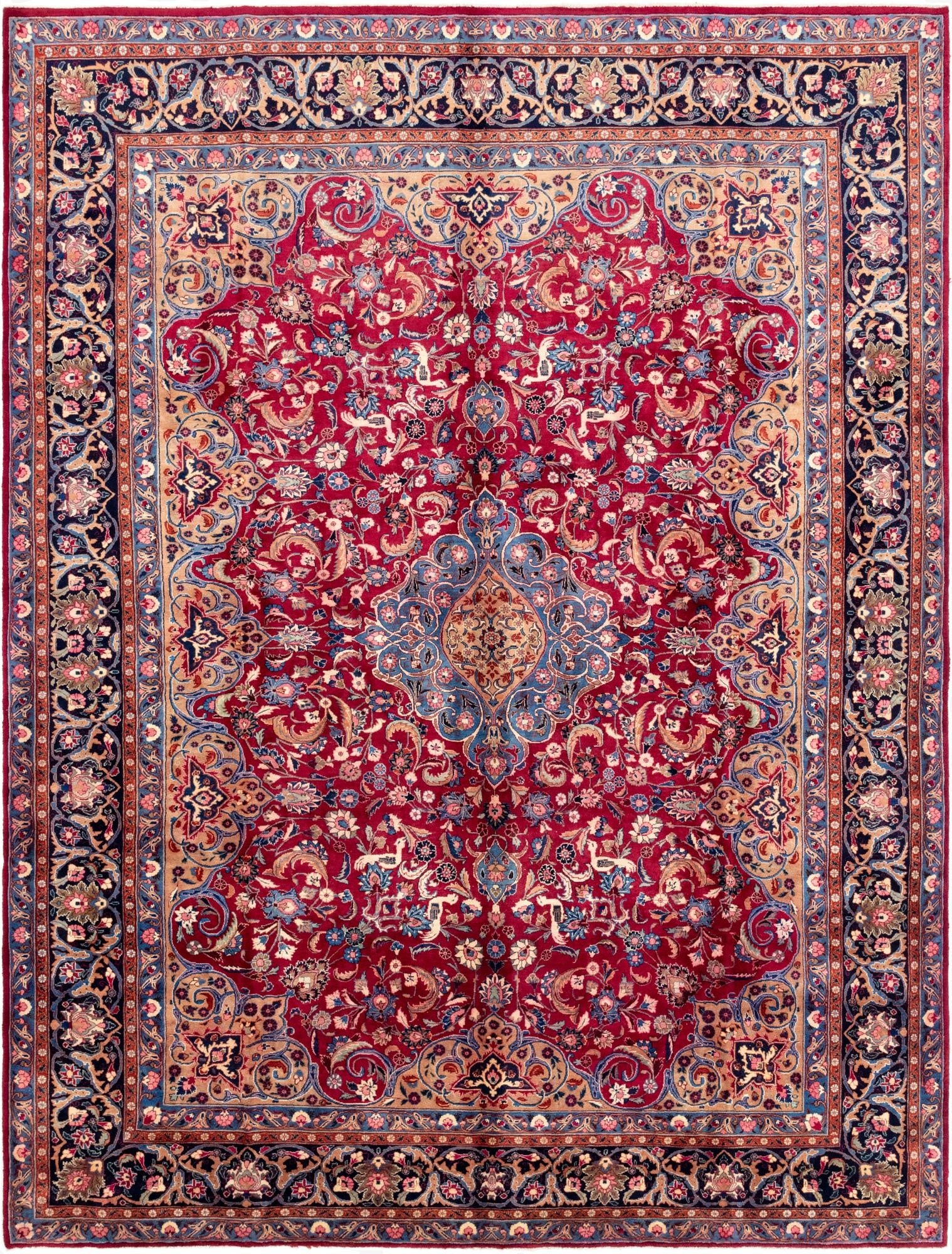 9' 7 x 13'  Hand Knotted Mashad Persian Wool Rug