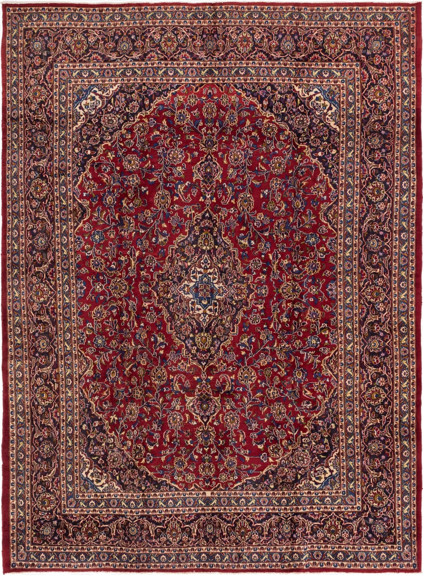 9' 6 x 12' 10  Hand Knotted Mashad Persian Wool Rug