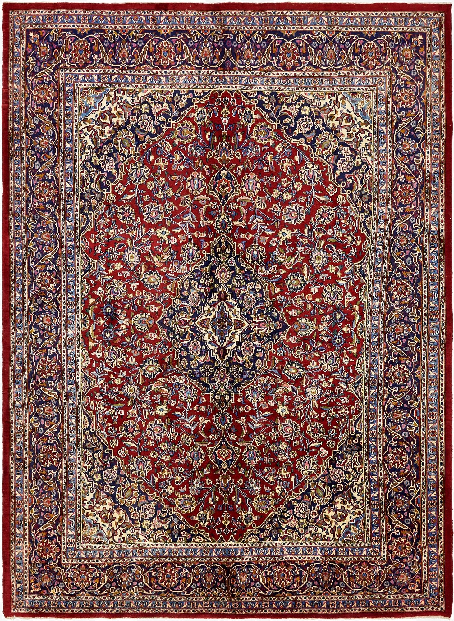 9' 7 x 13' 2  Hand Knotted Mashad Persian Wool Rug