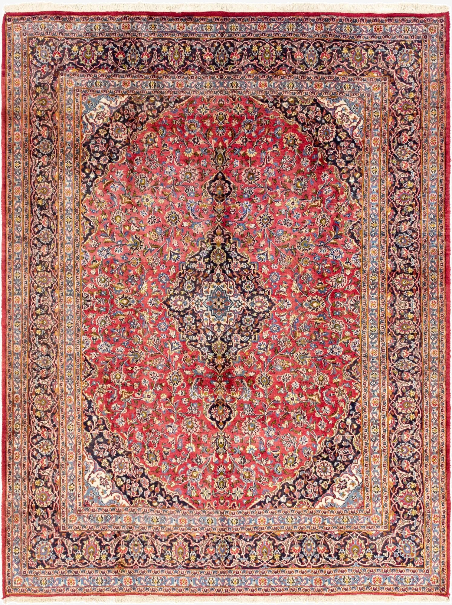 9' 8 x 12' 7  Hand Knotted Mashad Persian Wool Rug