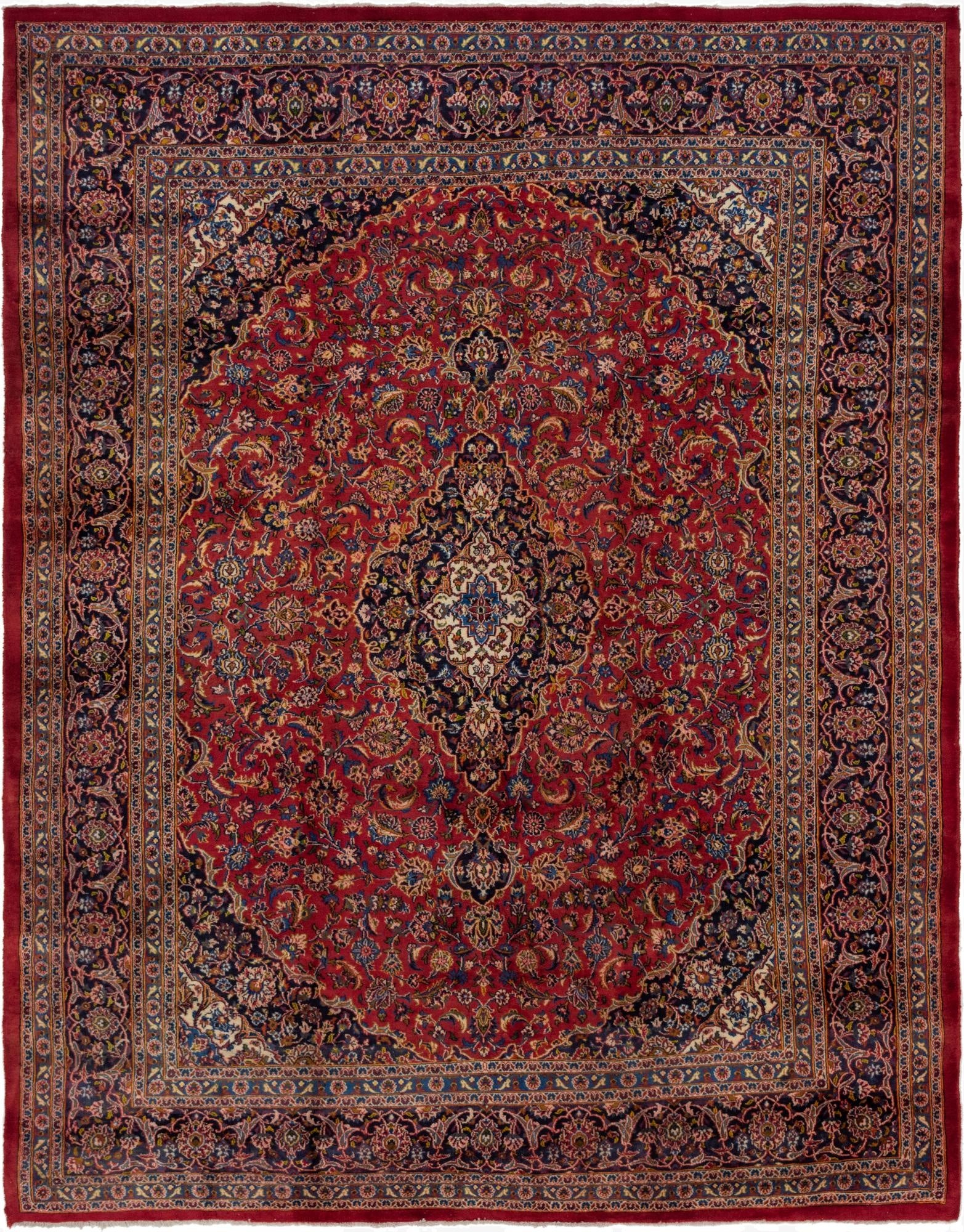 9' 9 x 12' 8  Hand Knotted Mashad Persian Wool Rug