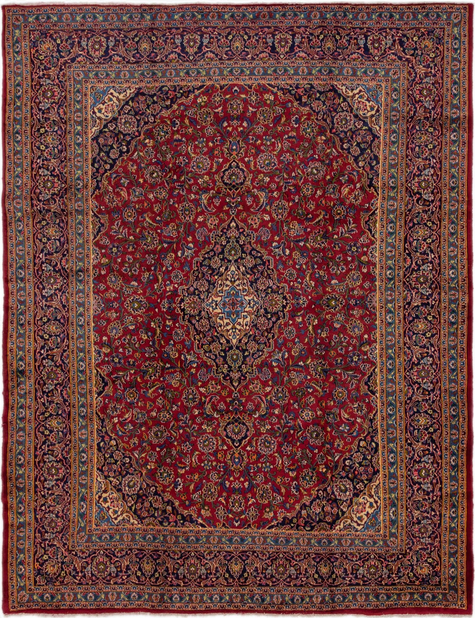 9' 10 x 12' 10  Hand Knotted Mashad Persian Wool Rug