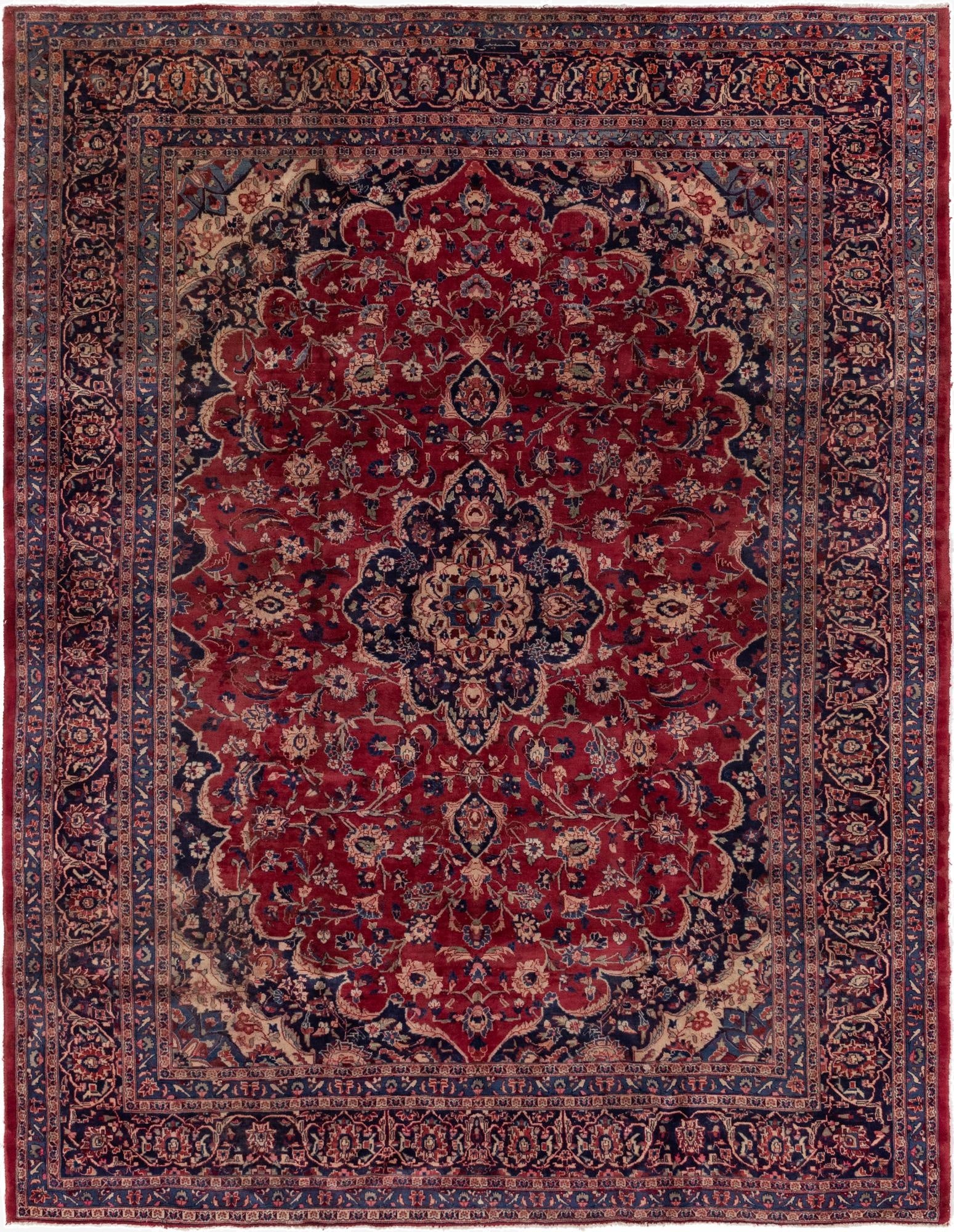 9' 10 x 12' 8  Hand Knotted Mashad Persian Wool Rug