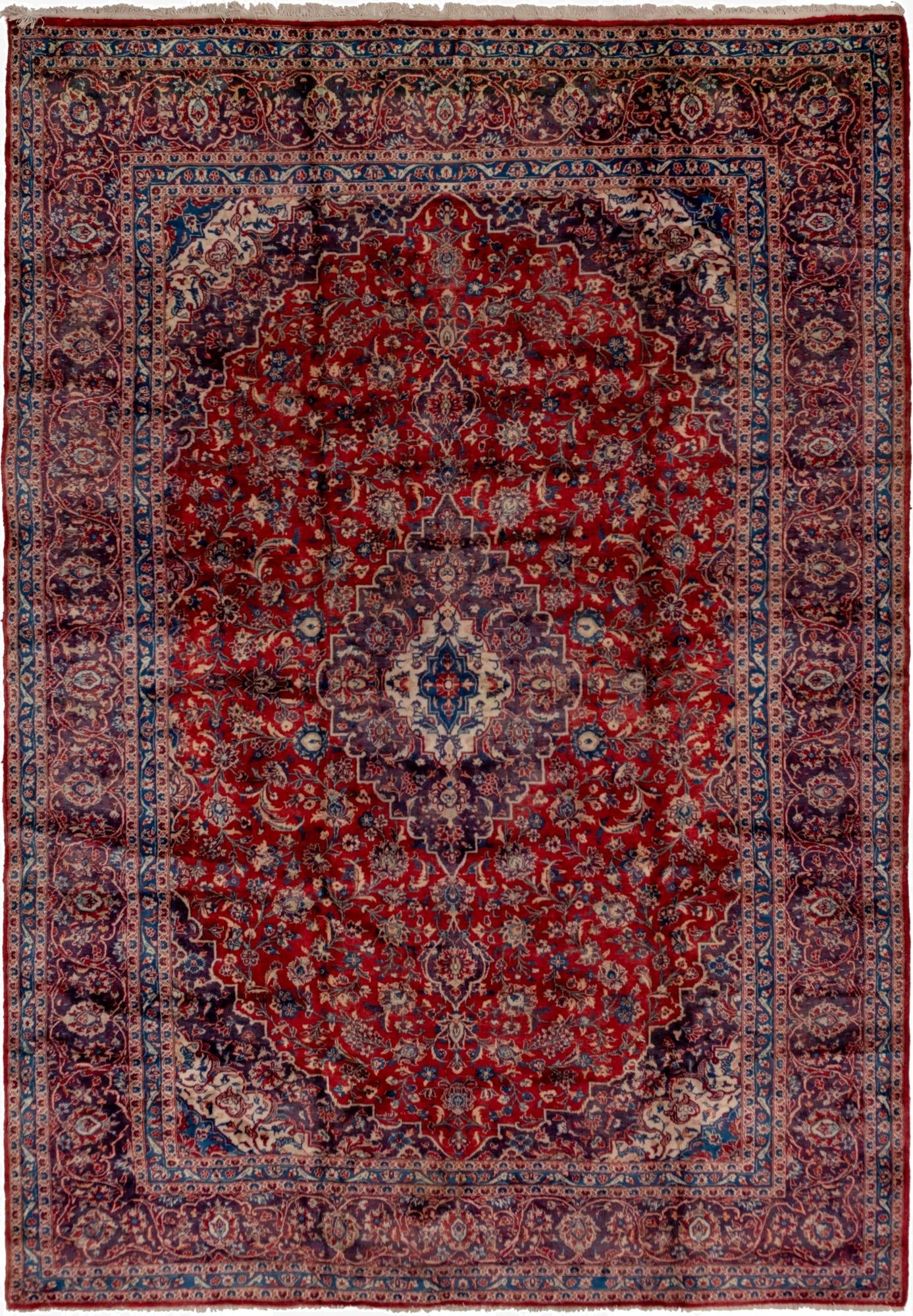 9' x 12' 10  Hand Knotted Mashad Persian Wool Rug