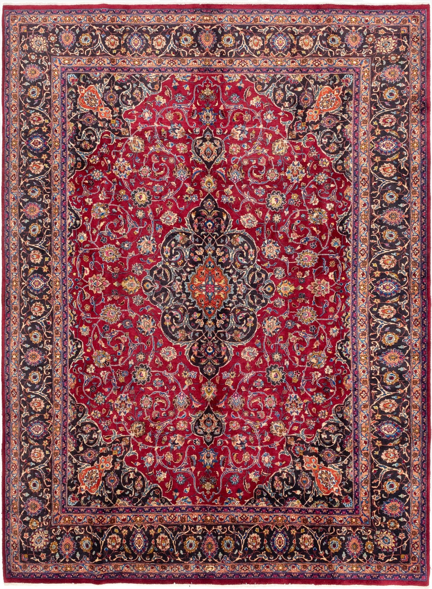 9' 7 x 12' 10  Hand Knotted Mashad Persian Wool Rug