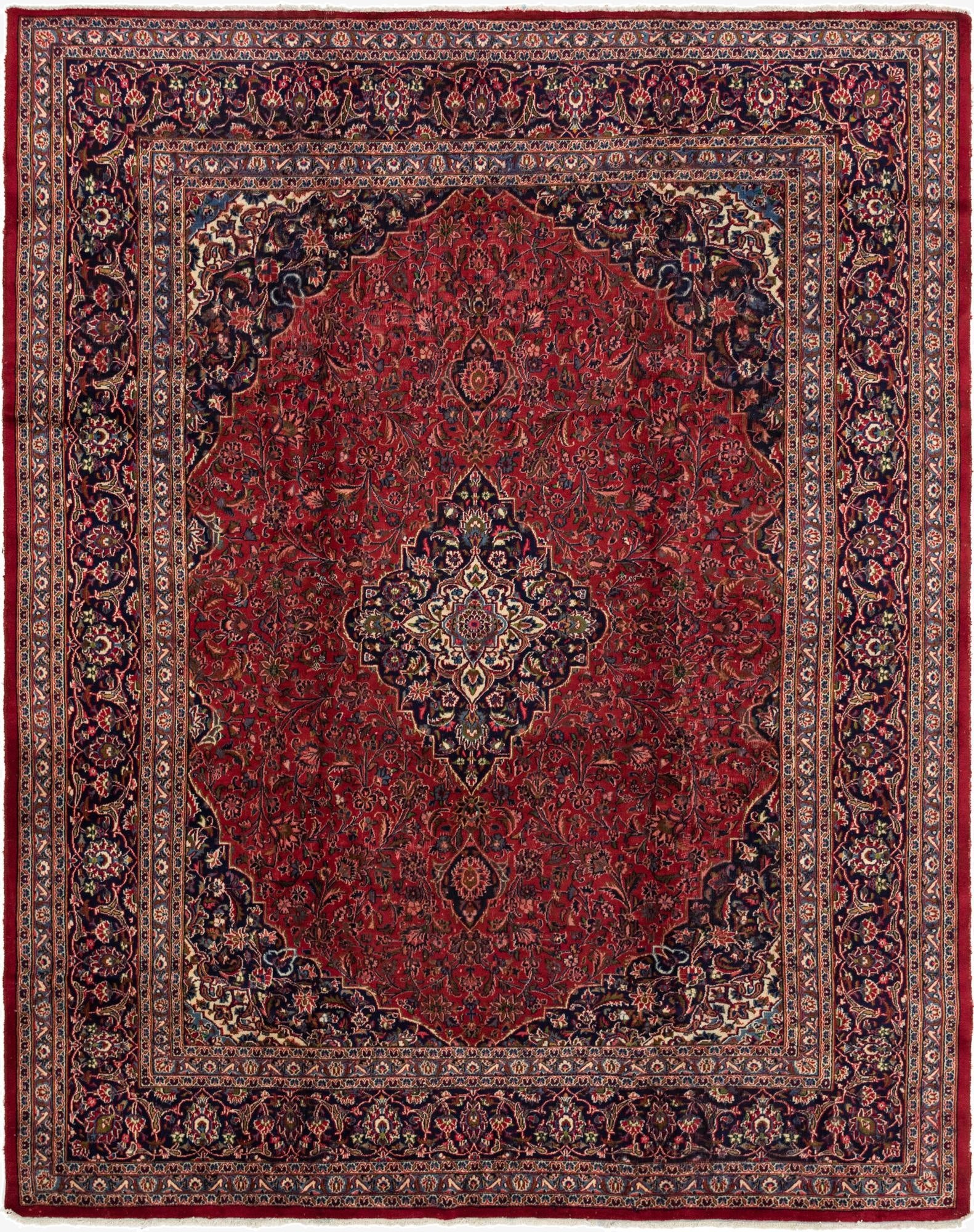 9' 10 x 12' 4  Hand Knotted Mashad Persian Wool Rug