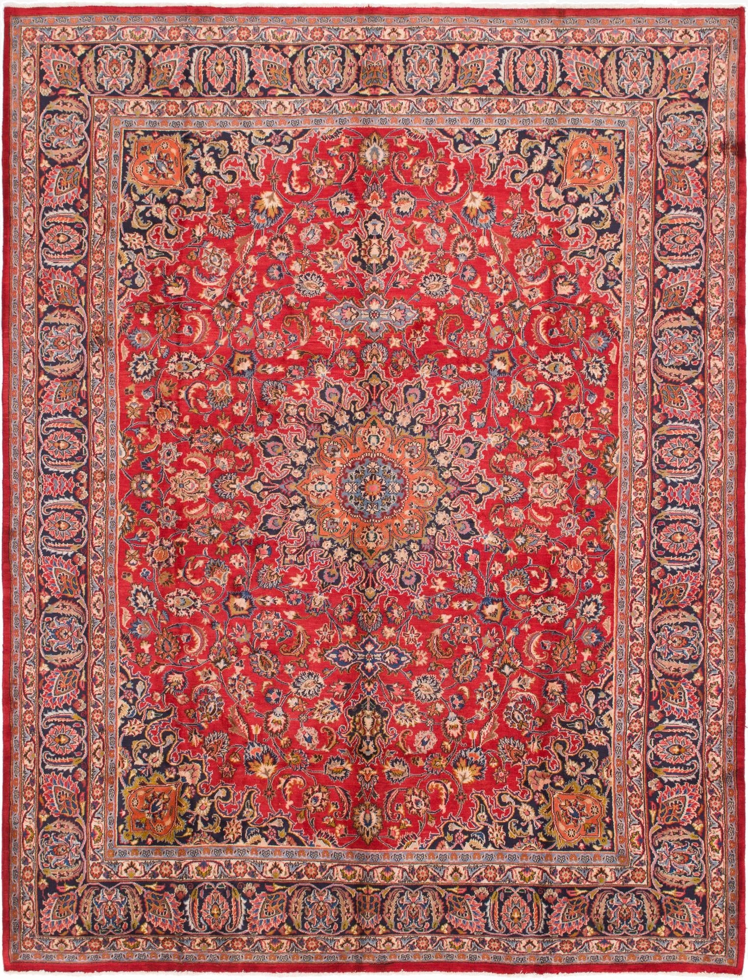 9' 8 x 12' 8  Hand Knotted Mashad Persian Wool Rug