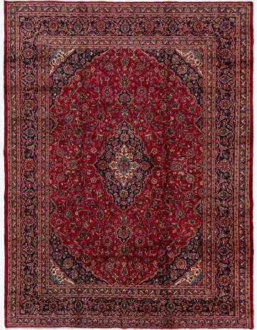 9' 10 x 12' 10 Hand Knotted Mashad Persian Wool Rug