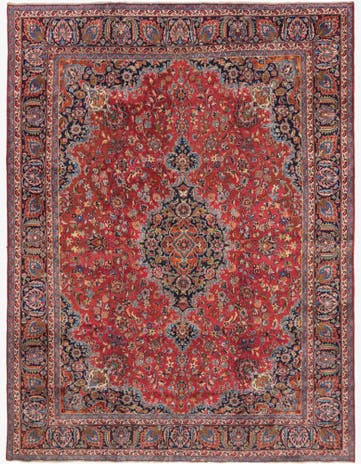 9' 6 x 12' 4 Hand Knotted Mashad Persian Wool Rug