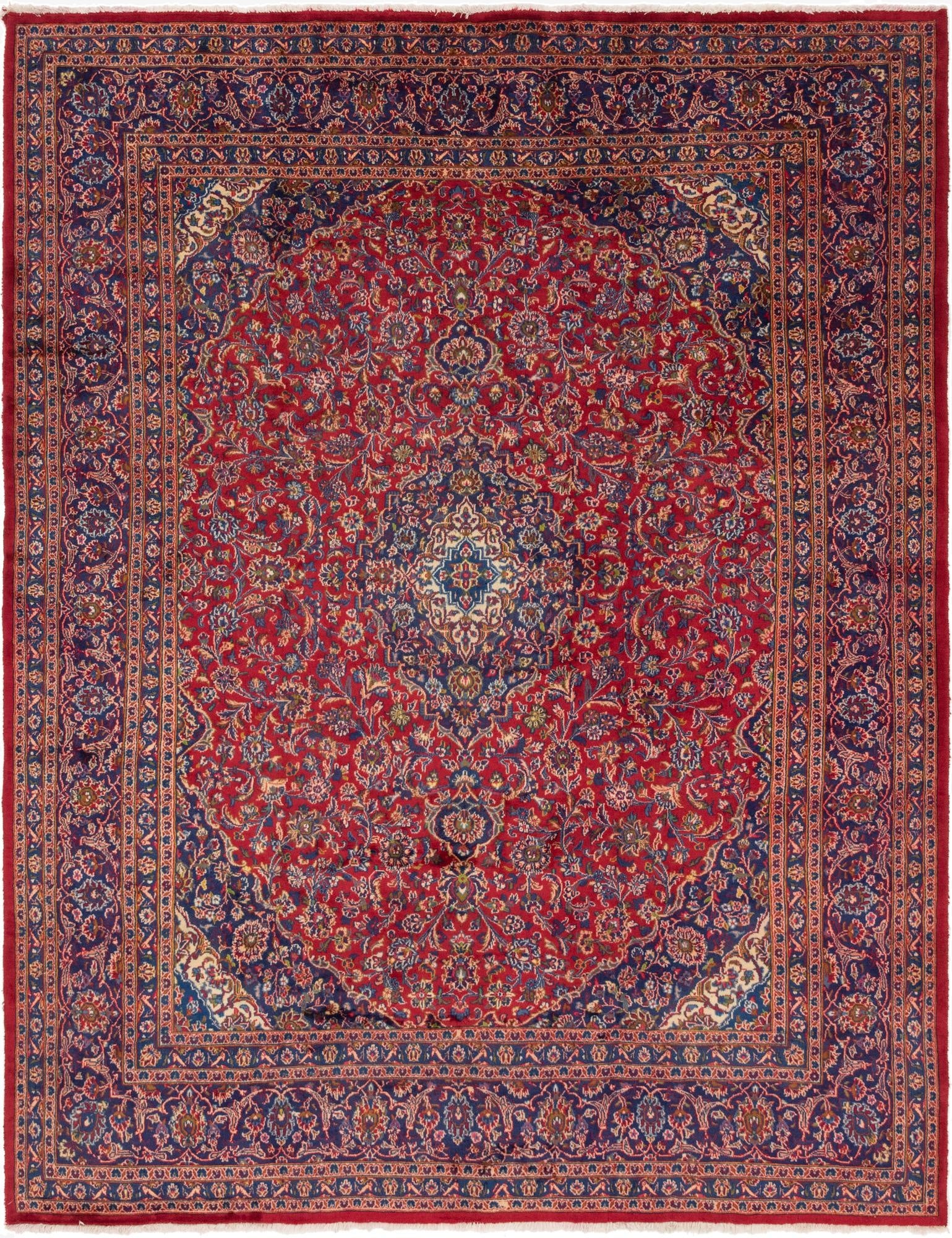 9' 9 x 12' 10  Hand Knotted Mashad Persian Wool Rug