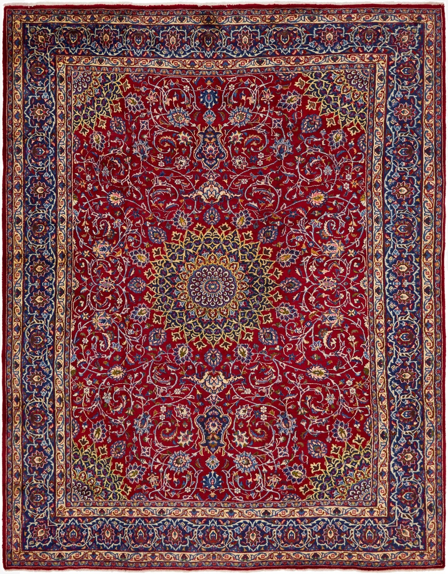 9' 7 x 12' 8  Hand Knotted Mashad Persian Wool Rug