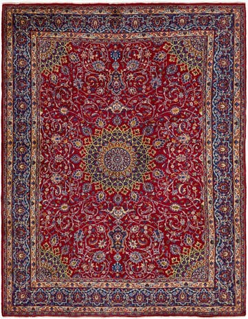 9' 7 x 12' 8 Hand Knotted Mashad Persian Wool Rug