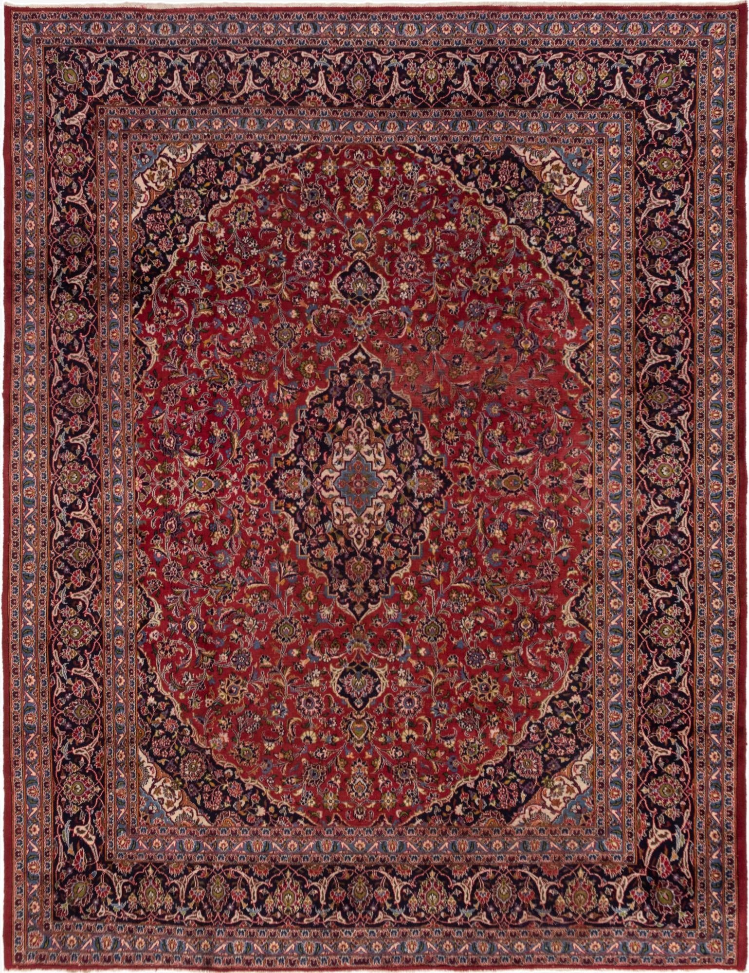 9' 8 x 12' 6  Hand Knotted Mashad Persian Wool Rug