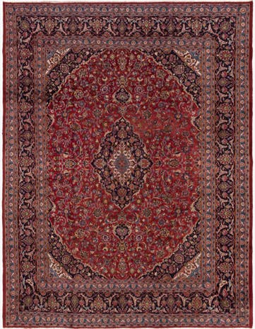 9' 8 x 12' 6 Hand Knotted Mashad Persian Wool Rug