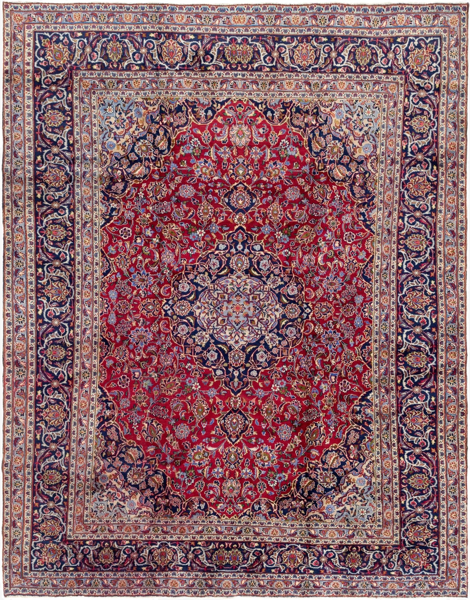 9' 3 x 12' 5  Hand Knotted Mashad Persian Wool Rug