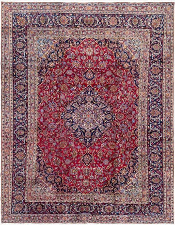9' 3 x 12' 5 Hand Knotted Mashad Persian Wool Rug
